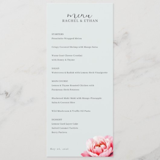 Menu Floral Élégant Beige (Devant)
