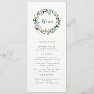 Menu floral élégant de mariage de guirlande