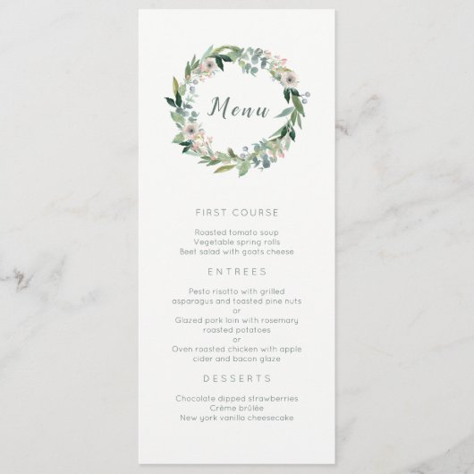 Menu floral élégant de mariage de guirlande (Devant)