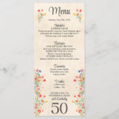 Menu Floral élégant fleur 50e anniversaire 50 ans (Devant)