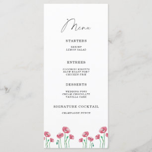 Menu floral élégant minimaliste à l'aquarelle
