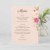 Menu floral en fleurs rose - Invitation rose (Debout devant)