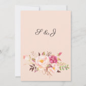Menu floral en fleurs rose - Invitation rose (Dos)