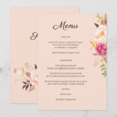 Menu floral en fleurs rose - Invitation rose (Devant / Derrière)