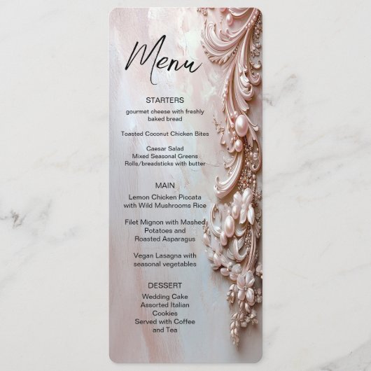 Menu floral et perle orné rose (Devant)