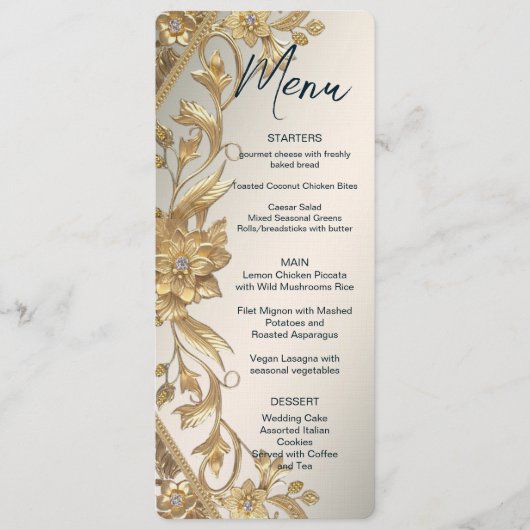 Menu Floral Feuille Golden Wavy (Devant)