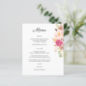 Menu Floral Fleuri Rose Budget - Blanc (Debout devant)