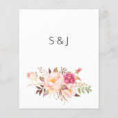 Menu Floral Fleuri Rose Budget - Blanc (Dos)