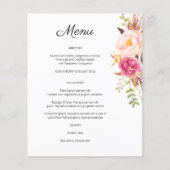 Menu Floral Fleuri Rose Budget - Blanc (Devant)