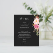 Menu Floral Fleuri Rose Budget - Noir (Debout devant)