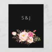 Menu Floral Fleuri Rose Budget - Noir (Dos)