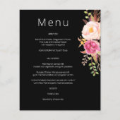 Menu Floral Fleuri Rose Budget - Noir (Devant)
