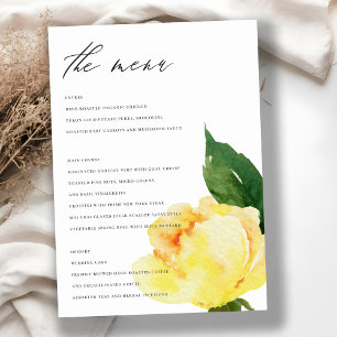 MENU FLORAL JAUNE ET ORANGE COULEUR D'EAU