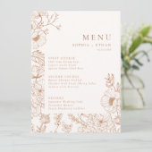 Menu Floral Line Art Terracotta Mariage (Debout devant)