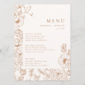 Menu Floral Line Art Terracotta Mariage (Devant)