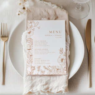 Menu Floral Line Art Terracotta Mariage