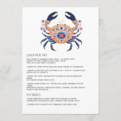Menu Floral Lobster Coastal Nautical Beach Wedding (Dos)