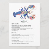 Menu Floral Lobster Coastal Nautical Beach Wedding (Devant)