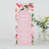 Menu Floral Magnolia Peony Mariage rose (Debout devant)