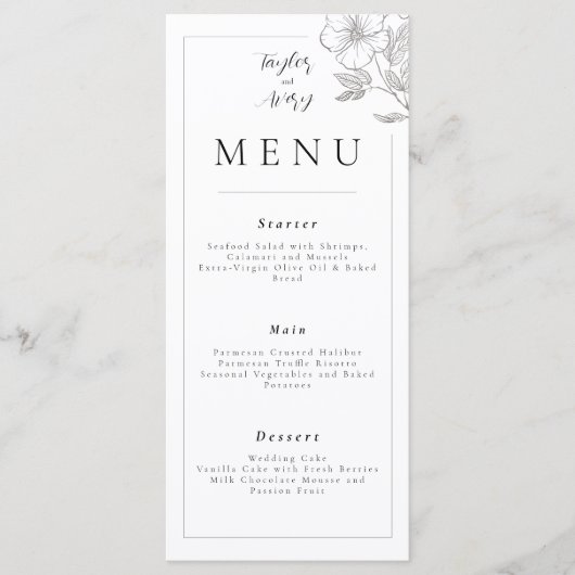 Menu Floral Mariage/Événement (Devant)
