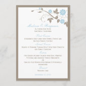 Menu Floral Mariage moderne - Aqua Blue (Devant)