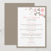 Menu Floral Mariage moderne - Rose doux (Devant / Derrière)