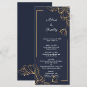 Menu floral marine et doré (Devant / Derrière)