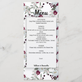 Menu Floral Marsala Wedding Vrijgezellenfeest