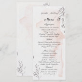 Menu floral moderne aquarelle pêche et gris (Devant / Derrière)