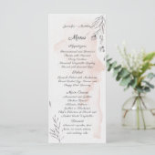 Menu floral moderne aquarelle pêche et gris (Debout devant)