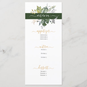 Menu Floral moderne   MARIAGE bleu et vert