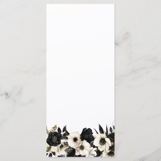 Menu Floral noir et blanc Mariage (Dos)