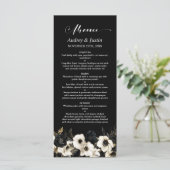 Menu Floral noir et blanc Mariage (Debout devant)