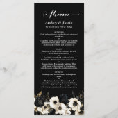 Menu Floral noir et blanc Mariage (Devant)