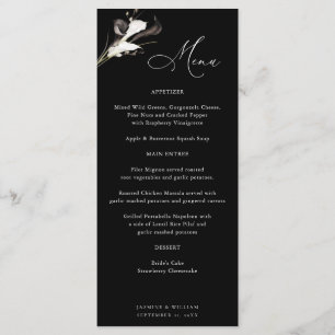 Menu floral noir et blanc - Noir