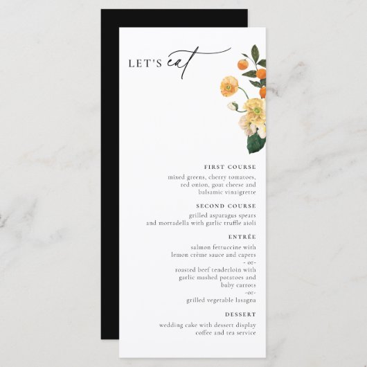 Menu Floral Orange Citrus (Devant / Derrière)