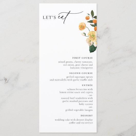 Menu Floral Orange Citrus (Devant)
