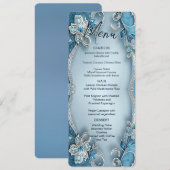 Menu Floral Orné Bleu (Devant / Derrière)