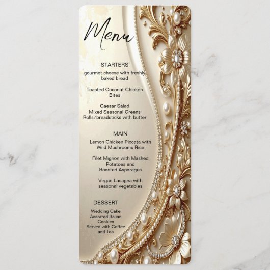 Menu floral orné or (Devant)