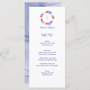 Menu Floral Peony Wreath Baptême Christening