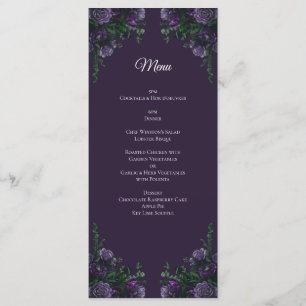 Menu Floral pourpre foncé élégant mariage gothique