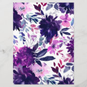 Menu Floral Purple Aquarelle Mariage Réception Dîner (Dos)