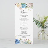 Menu Floral Rose Bleu & Blanc Mariage (Debout devant)