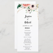 Menu Floral rose Élégant Fleurs modernes Mariage Person (Devant / Derrière)