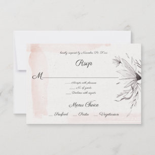 Menu Floral Rose et Gris Aquarelle Moderne RSVP