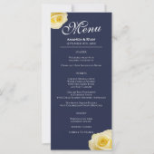 Menu Floral Rose Jaune Moderne Mariage (Devant)