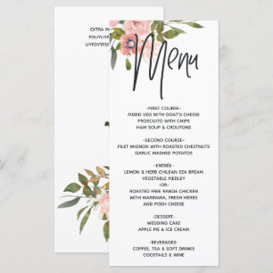 Menu Floral rose or et flou