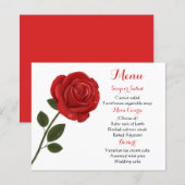 Menu Floral Rose rouge Mariage (Devant / Derrière)