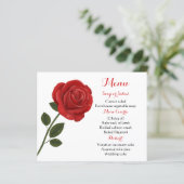 Menu Floral Rose rouge Mariage (Debout devant)
