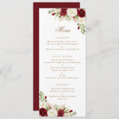 Menu Floral Rouge Bourgogne Blanc Vert Moderne Minimal (Devant / Derrière)